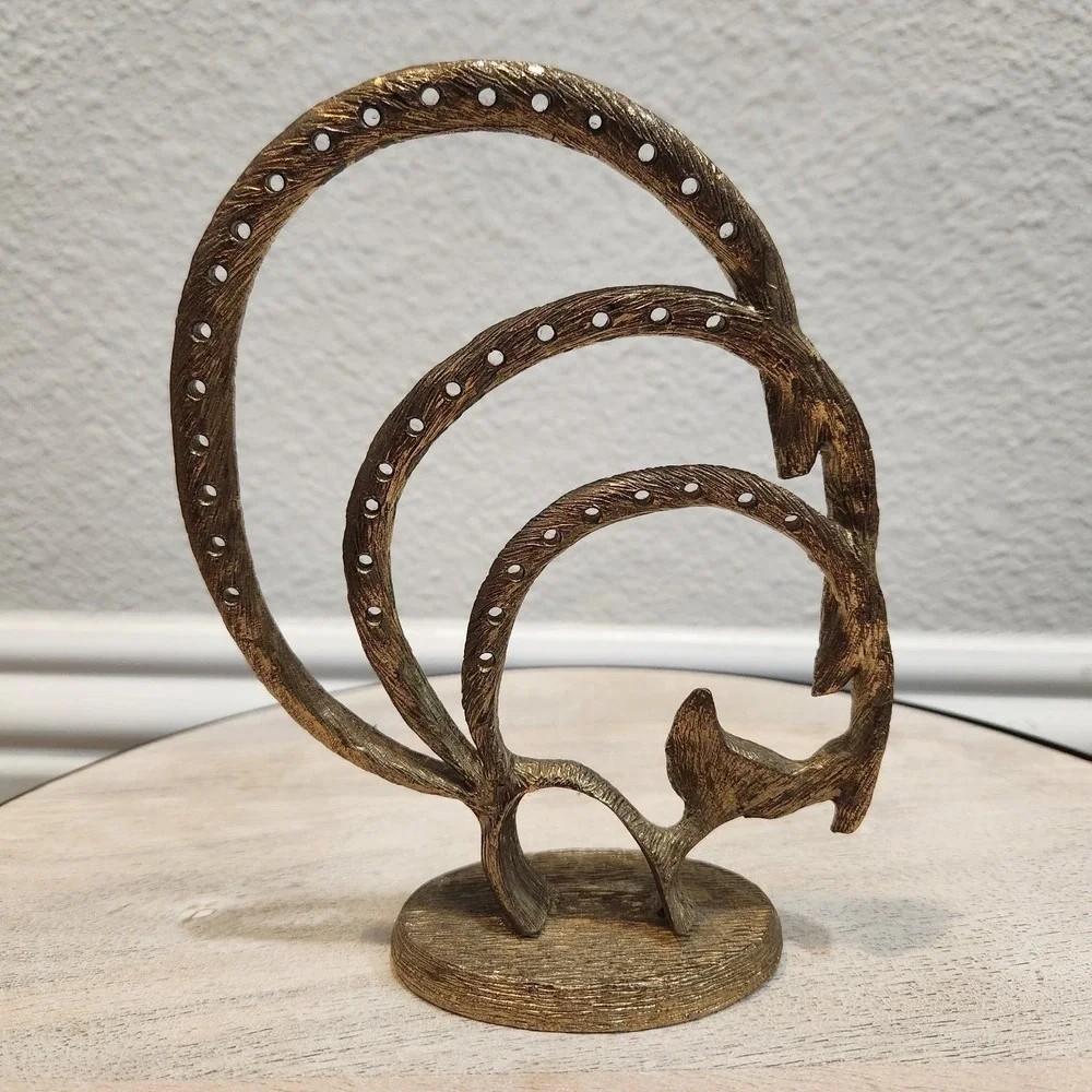 MCM 1950s BUCKLERS Gold Tone Brass Cast Metal Cat Siamese Earring Holder Display